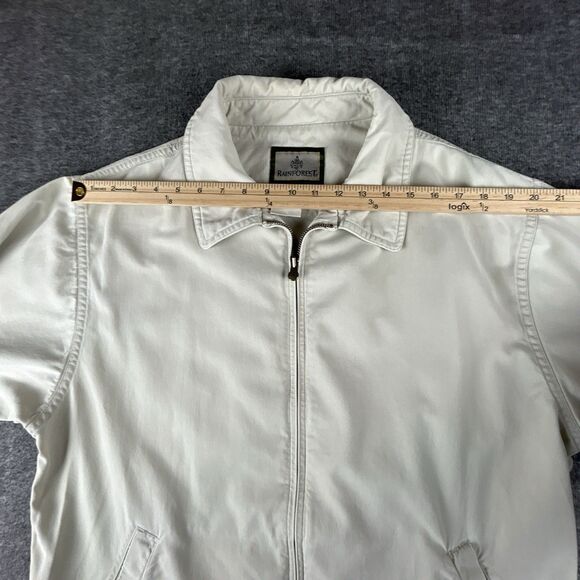 Vintage Rainforest Harrington Jacket Men's Sz L Beige Khaki Twill Zip Up READ! - Picture 9 of 14